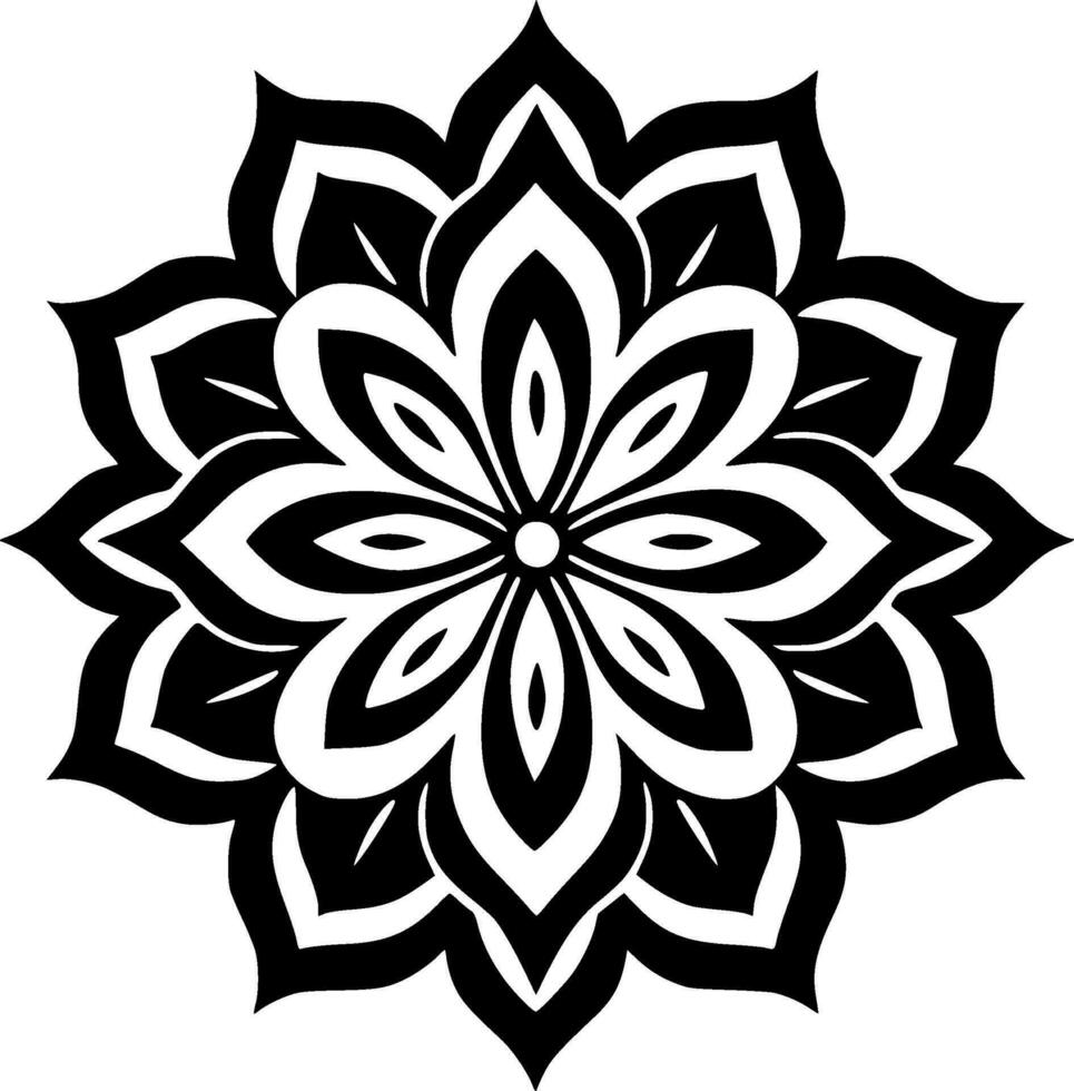 mandala - zwart en wit geïsoleerd icoon - vector illustratie