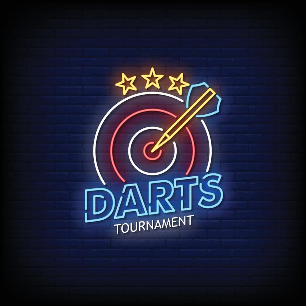 darts toernooi neonreclames stijl tekst vector