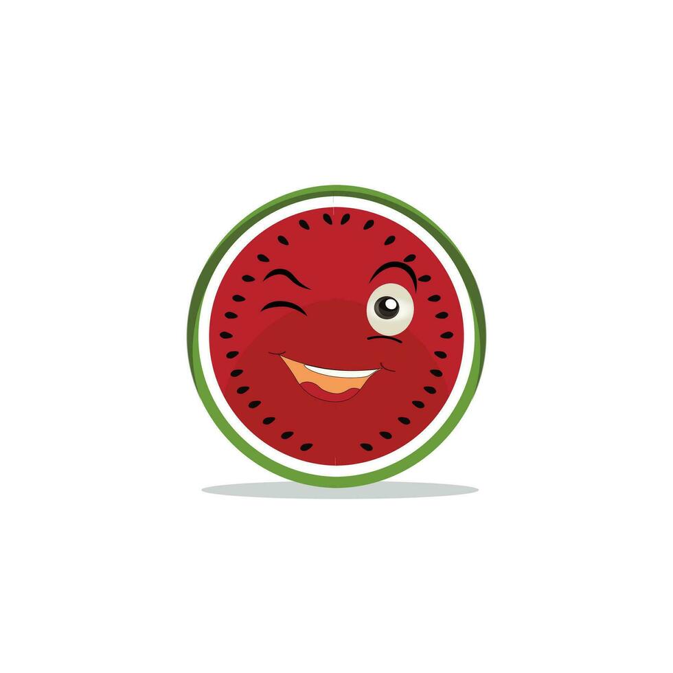 watermeloen plak karakter met grappig gezicht. gelukkig schattig tekenfilm watermeloen emoji set. gezond vegetarisch voedsel karakter vector illustratie