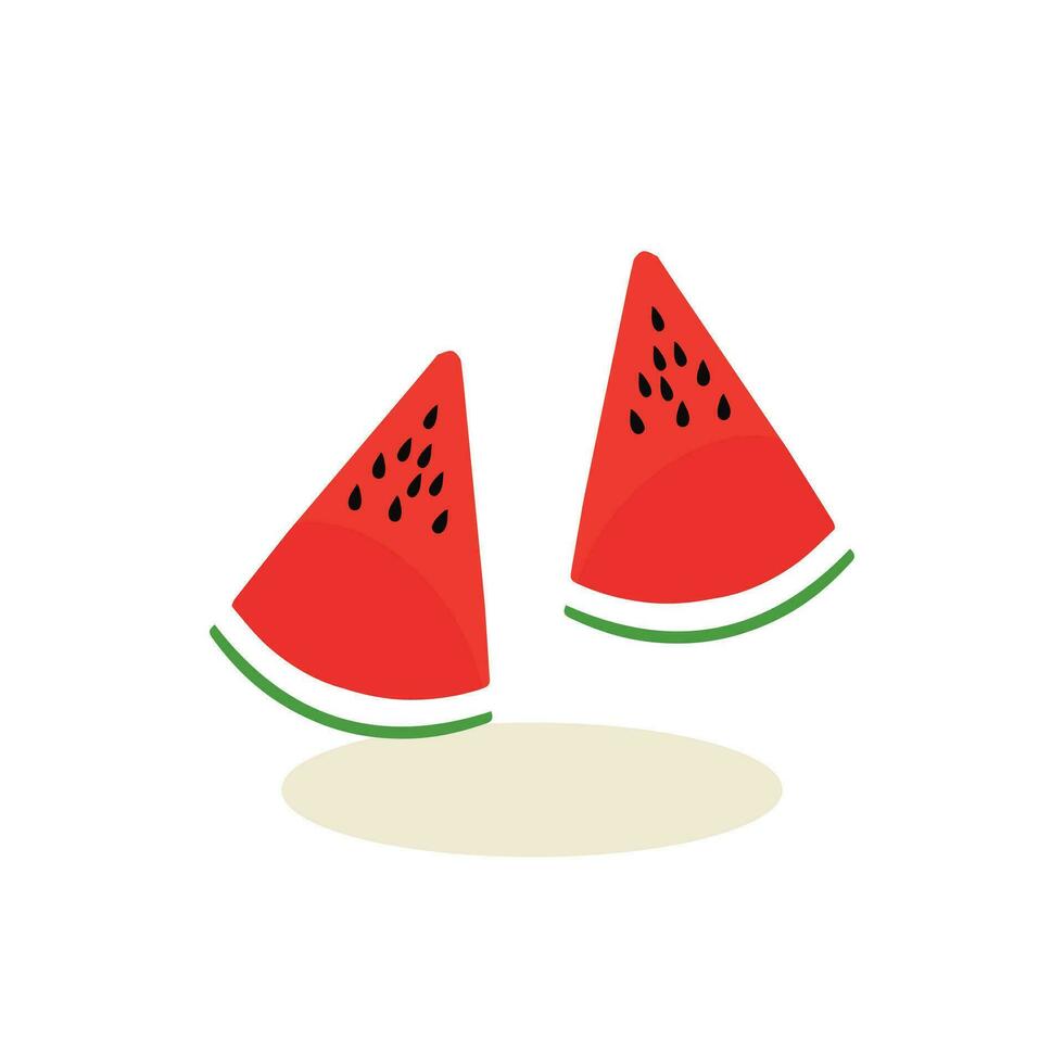 tekenfilm vers groen Open watermeloen voor de helft, plakjes en driehoeken. rood watermeloen stuk met beet. gesneden cocktail water meloen fruit vector set. illustratie van watermeloen versheid natuur