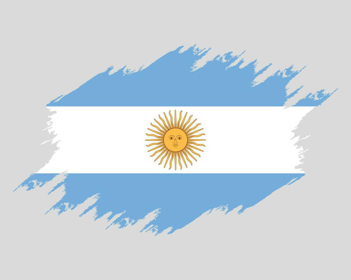 grunge vlag Argentinië. geschilderd borstel hartinfarct. waterverf tekening, wijnoogst vlag Argentinië. nationaal vlag Argentinië met jas armen. onafhankelijkheid dag. banier, poster sjabloon. vector