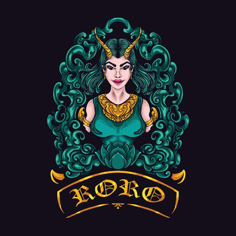 decoratief vrouw karakter gebeld roro in Indonesisch cultuur vector