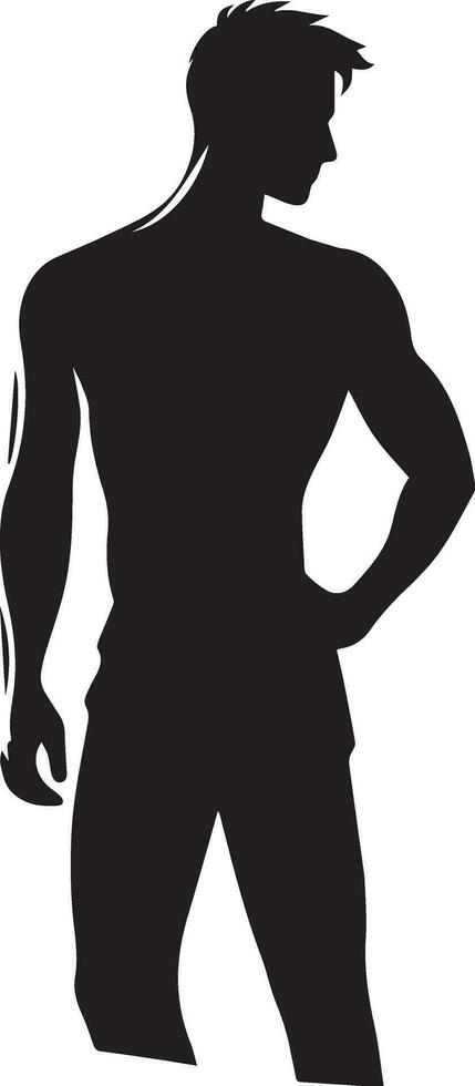 Mens houding vector silhouet illustratie, een vlak Mens stijl vector silhouet