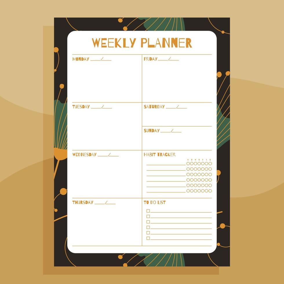 afdrukbaar weekplannerconcept vector