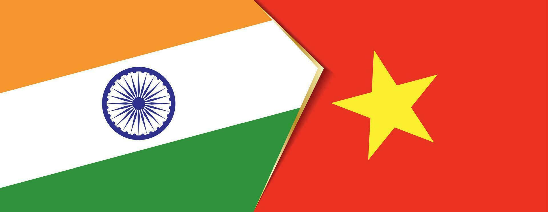 Indië en Vietnam vlaggen, twee vector vlaggen.