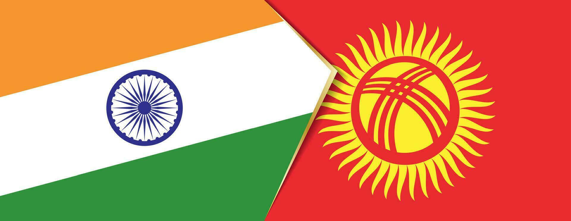 Indië en Kirgizië vlaggen, twee vector vlaggen.