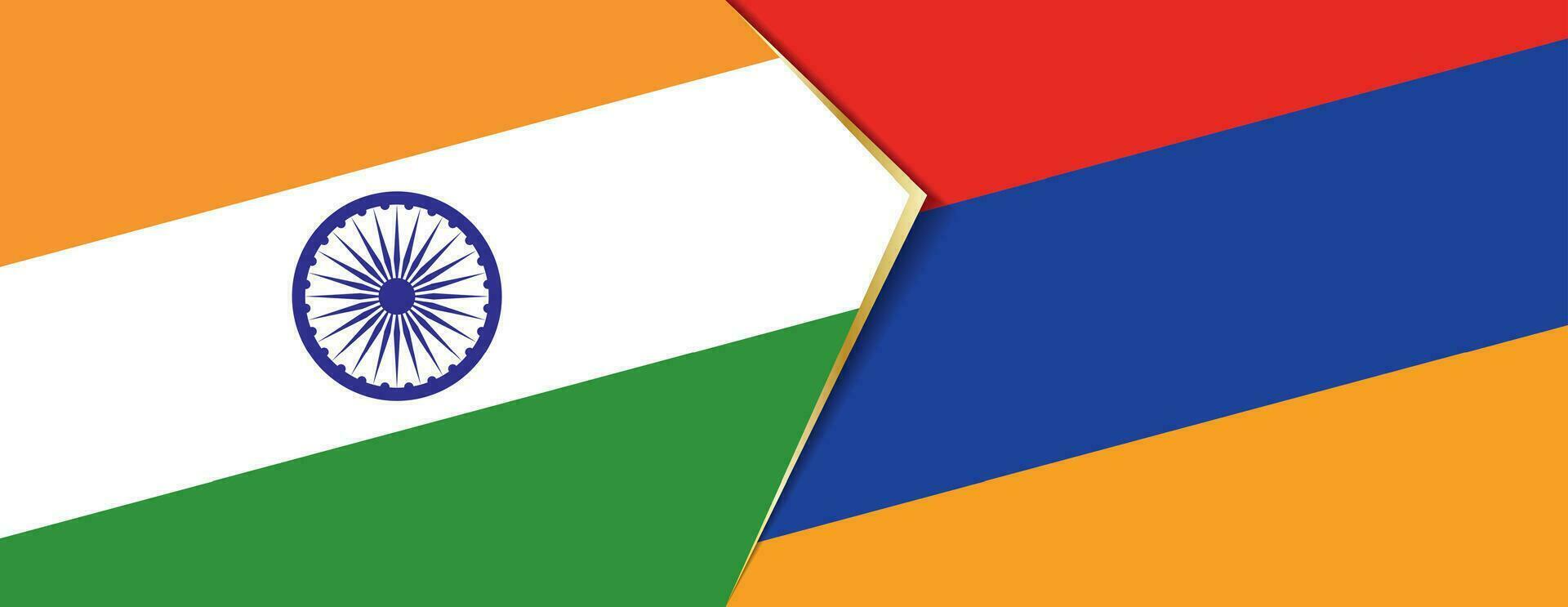 Indië en Armenië vlaggen, twee vector vlaggen.