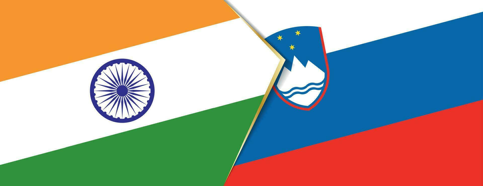 Indië en Slovenië vlaggen, twee vector vlaggen.