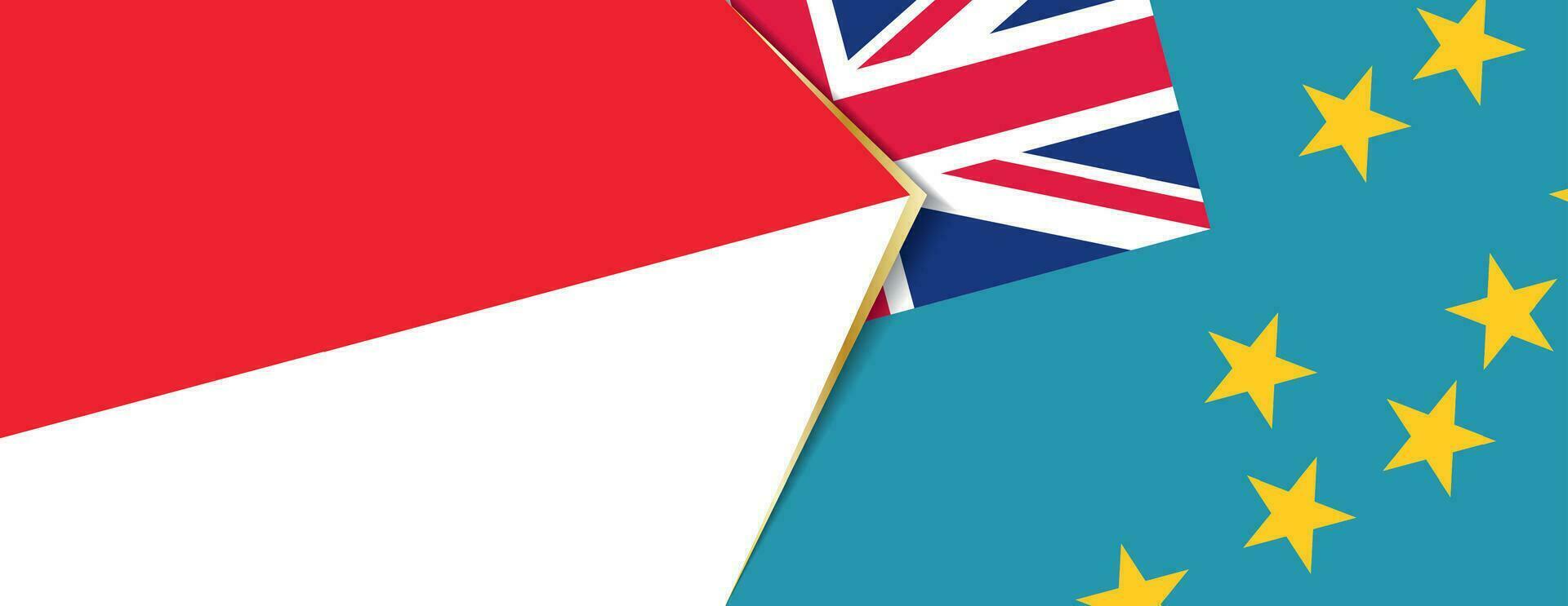 Indonesië en Tuvalu vlaggen, twee vector vlaggen.