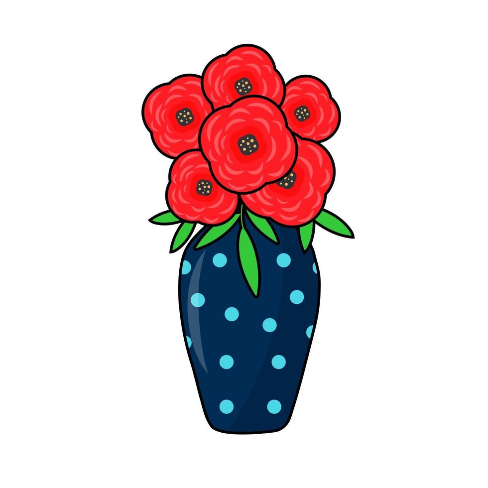 stippenvaas met heldere bloemen. vector