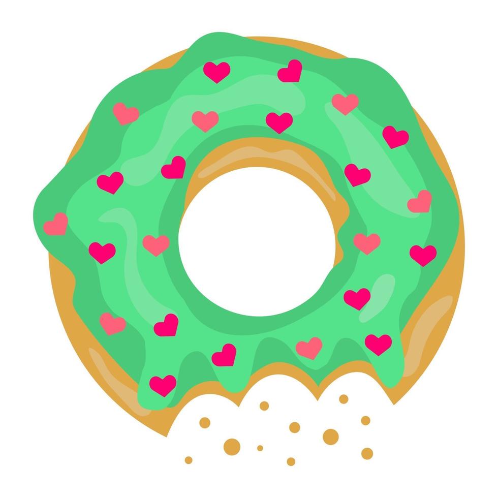 kleurrijke en glanzende donut met zoet glazuur en veelkleurig poeder. vector