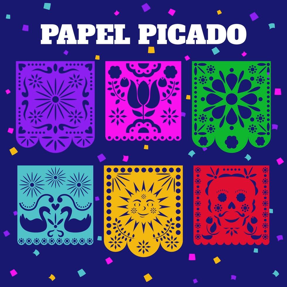 papel picado decoratieve ambacht vector