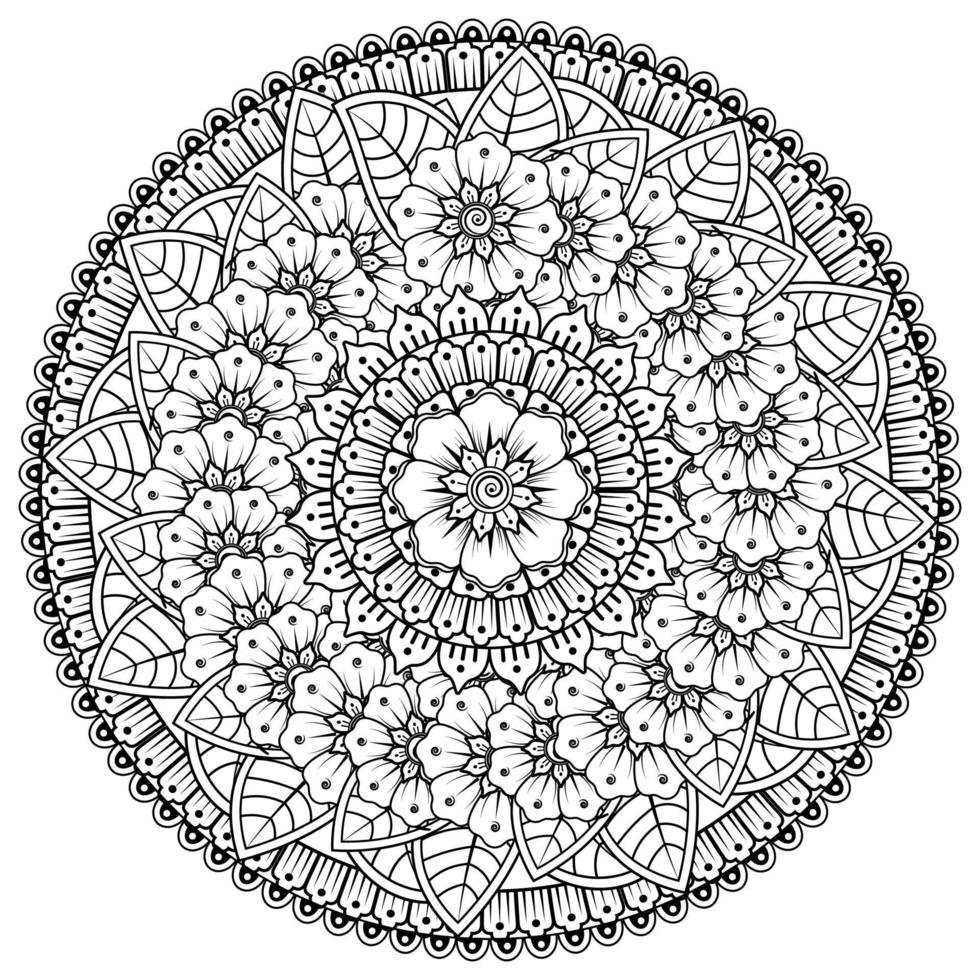 cirkelvormig patroon in de vorm van mandala met bloem voor henna, tatoeage. vector