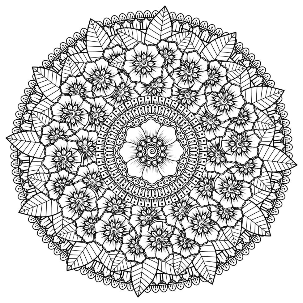 cirkelvormig patroon in de vorm van mandala met bloem voor henna, tatoeage. vector