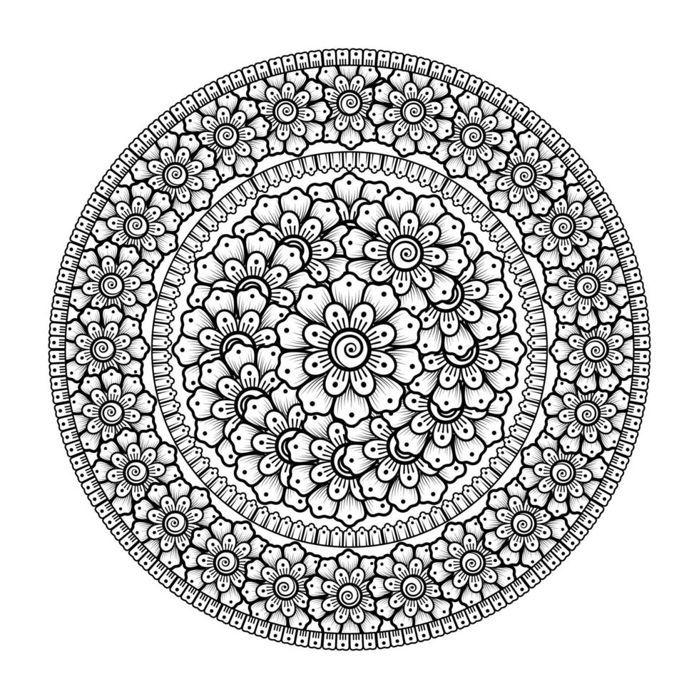 cirkelvormig patroon in de vorm van mandala met bloem voor henna, mehndi. vector