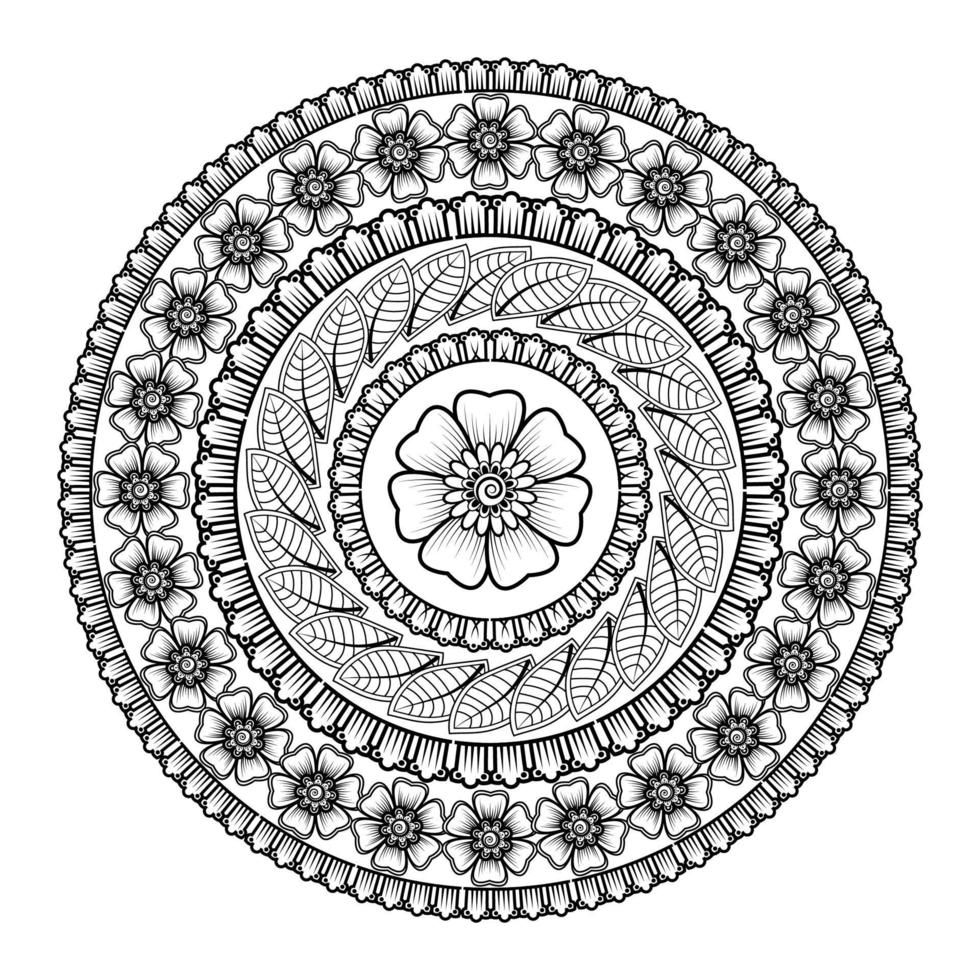 cirkelvormig patroon in de vorm van mandala met bloem voor henna, mehndi. vector