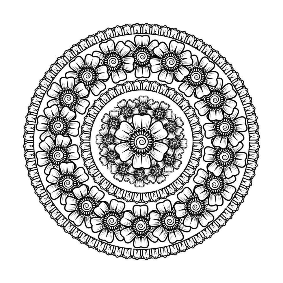 cirkelvormig patroon in de vorm van mandala met bloem voor henna, tatoeage. vector