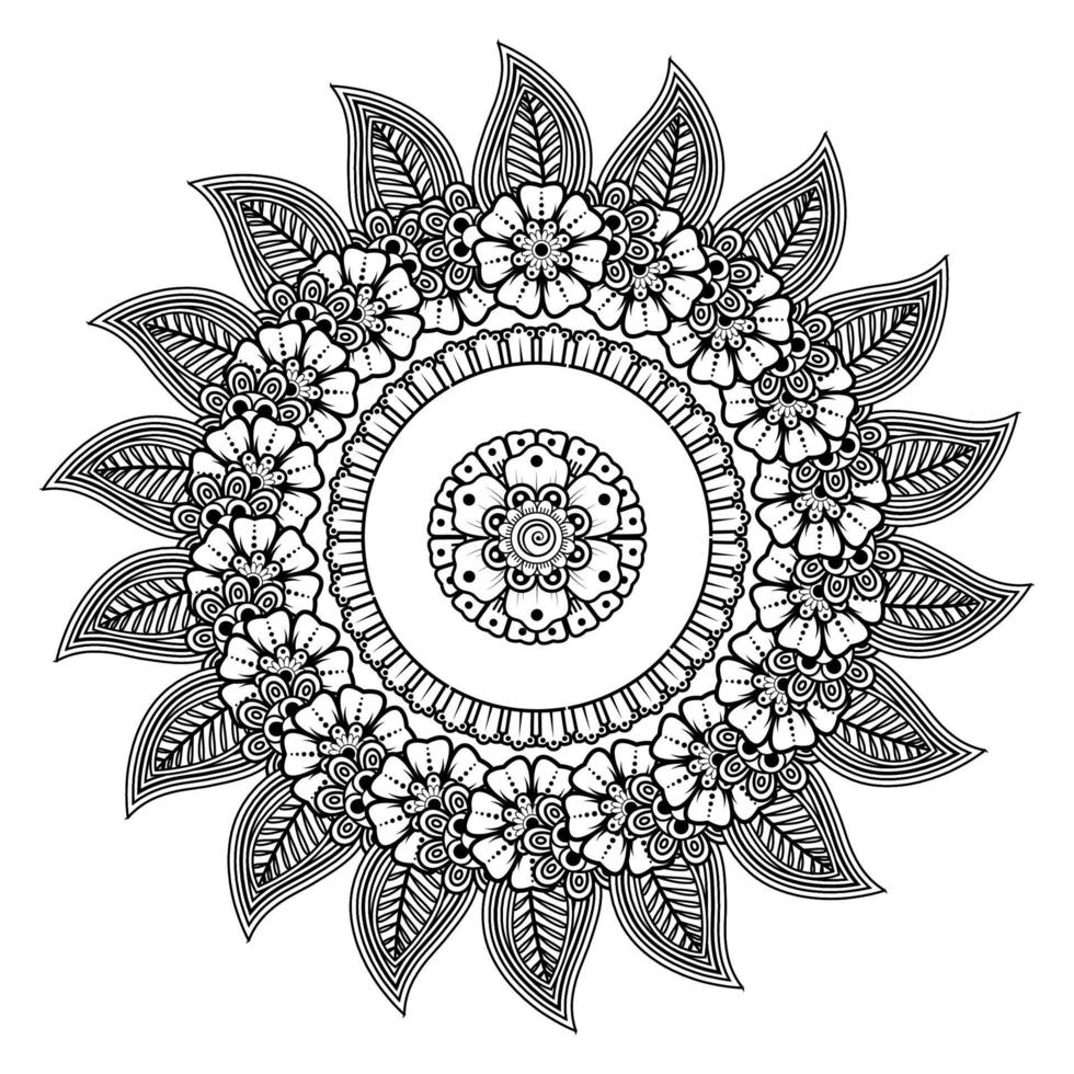 cirkelvormig patroon in de vorm van mandala met bloem voor henna, tatoeage. vector