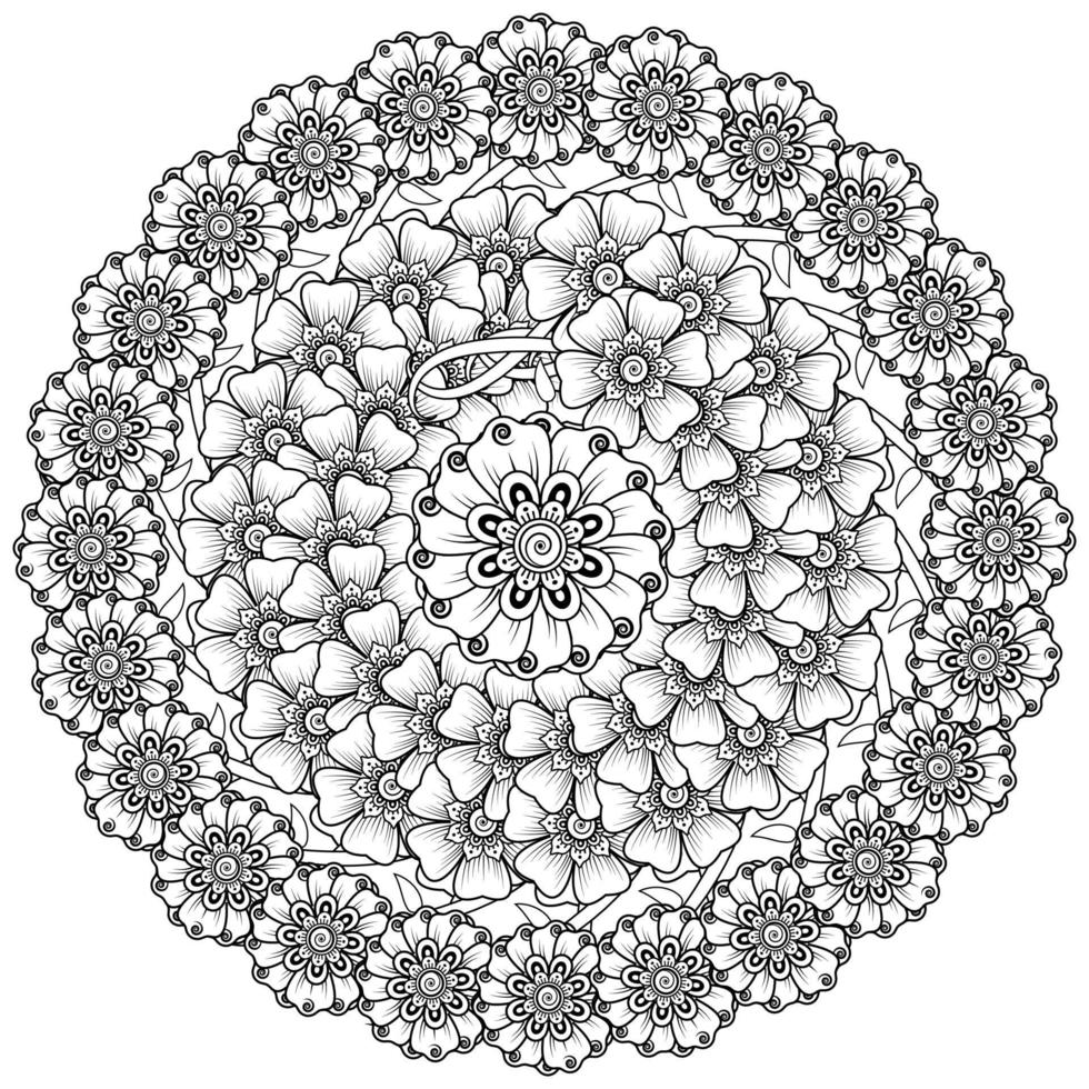 cirkelvormig patroon in de vorm van mandala met bloem voor henna, tatoeage. vector