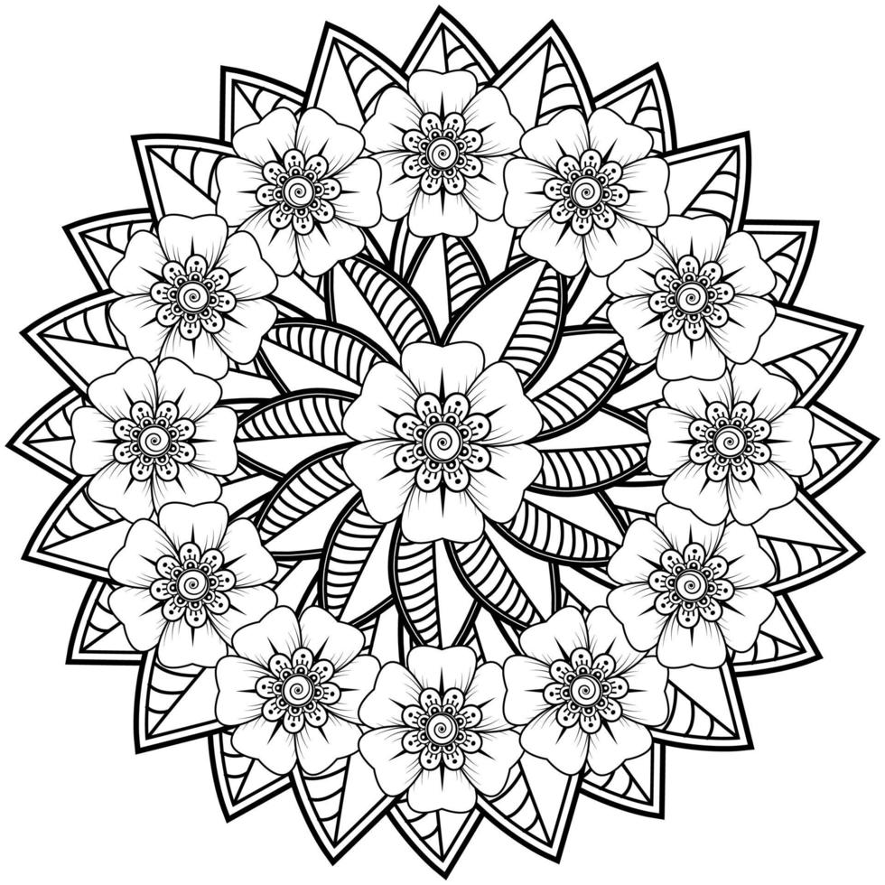 cirkelvormig patroon in de vorm van mandala met bloem voor henna, mehndi. vector