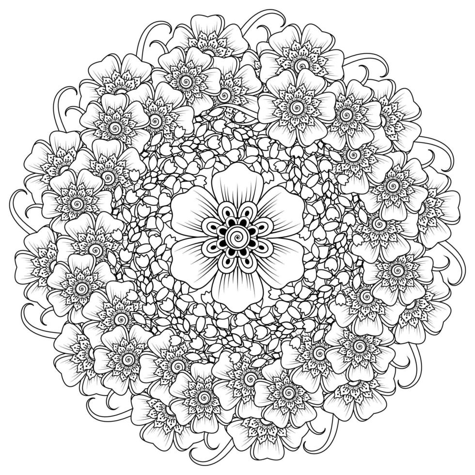 cirkelvormig patroon in de vorm van mandala met bloem voor henna, tatoeage. vector