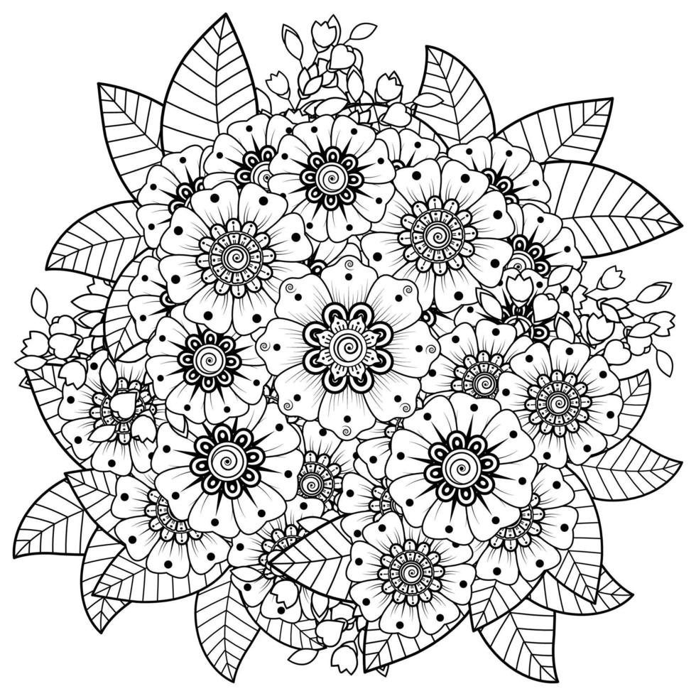 mehndi bloem voor henna, mehndi, tatoeage, decoratie vector