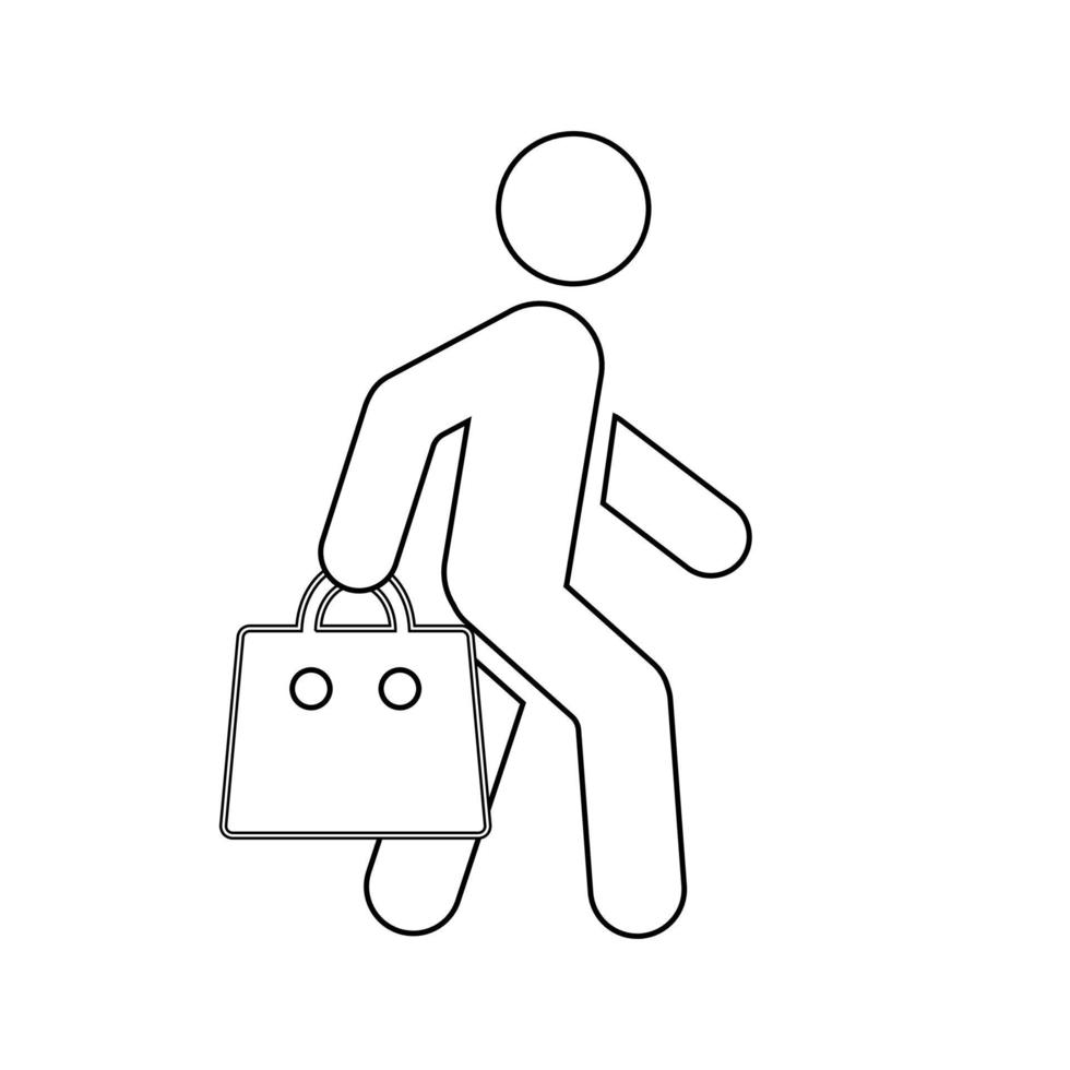 wandelende man met boodschappentas icoon vector