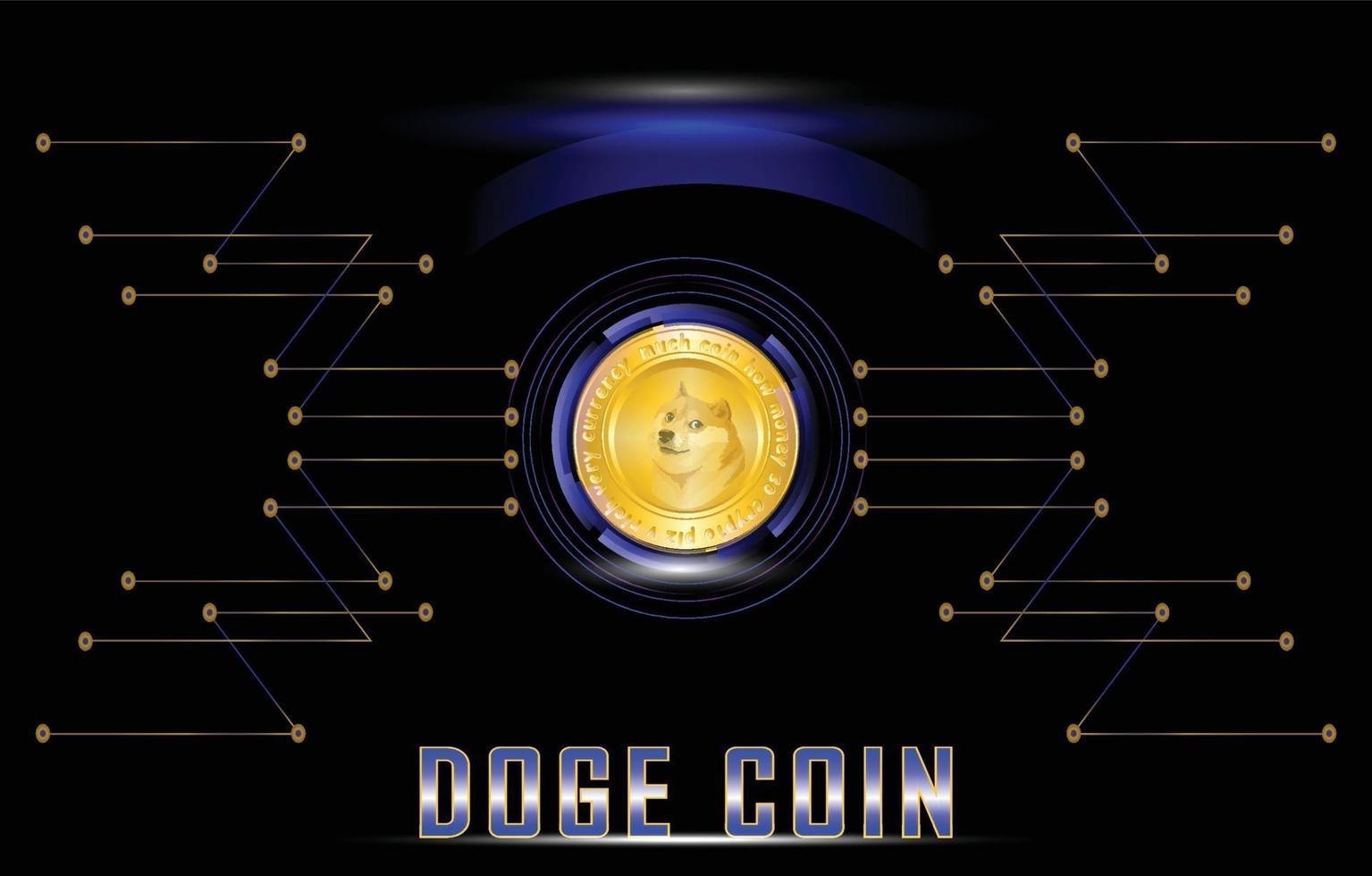 dogecoin digitale valuta, futuristisch digitaal geld op financiële grafiek vector