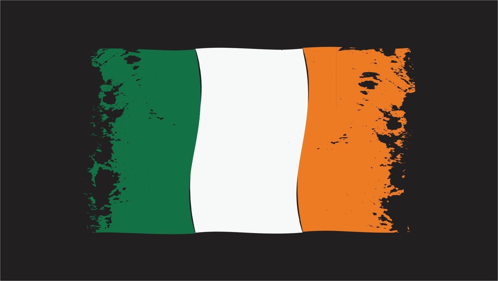 Ierland land penseelvlag ontwerp vector