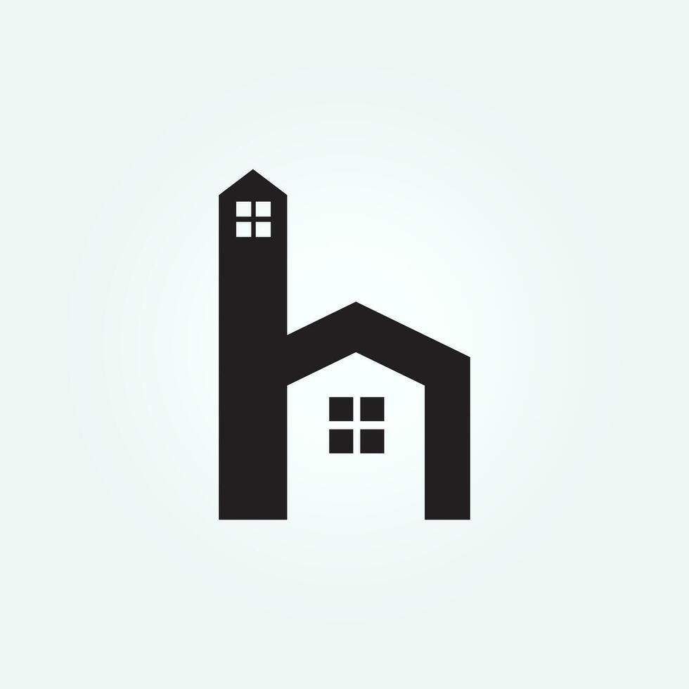 huis logo brief h icoon ontwerp vector illustratie sjabloon