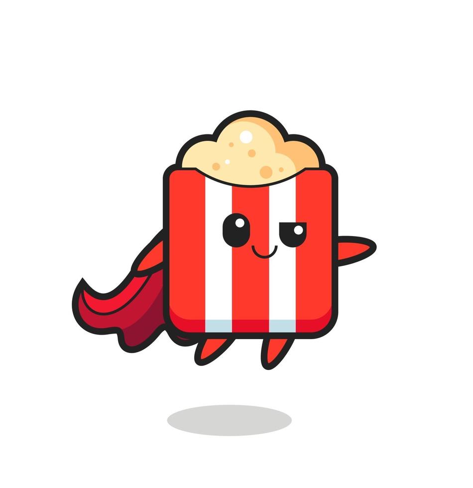 schattig popcorn-superheldkarakter vliegt vector