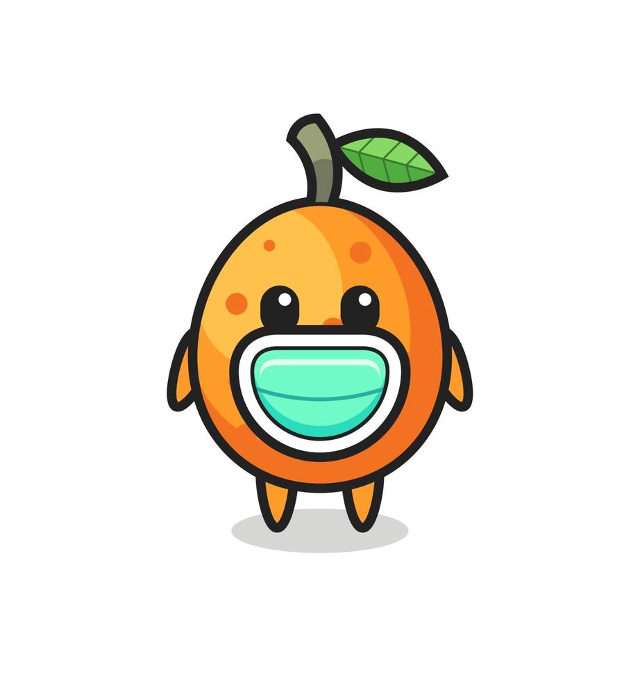 schattige kumquat-cartoon met een masker vector