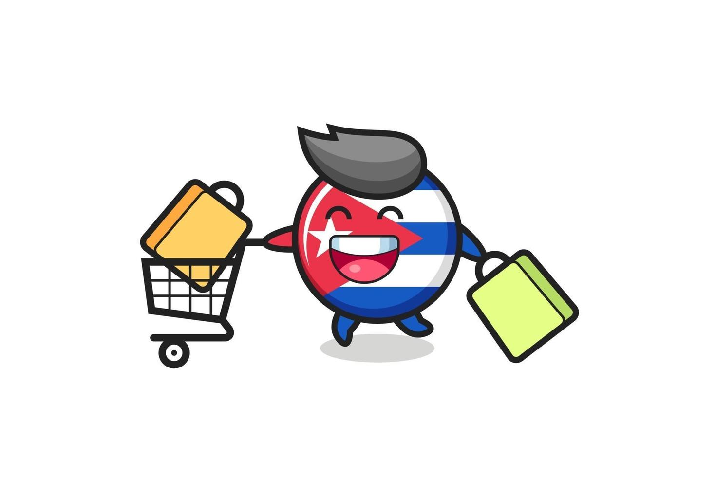 zwarte vrijdag illustratie met schattige Cuba vlag badge mascotte vector