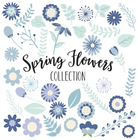 blauwe lente bloemen collectie vector