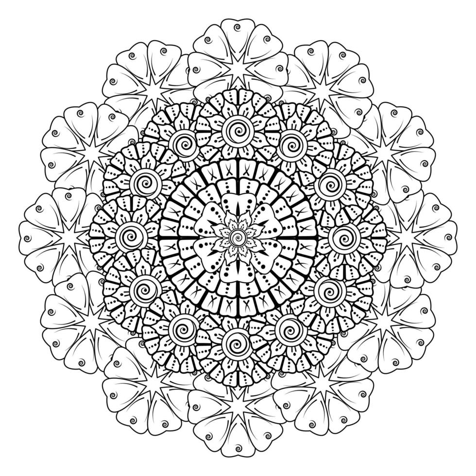 cirkelvormig patroon in de vorm van mandala met mehndi-bloem vector