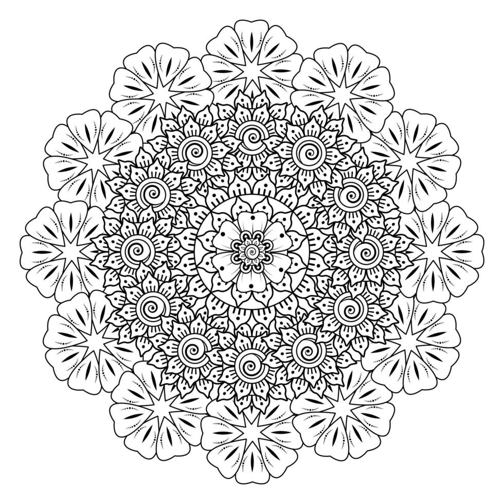 cirkelvormig patroon in de vorm van mandala met mehndi-bloem vector