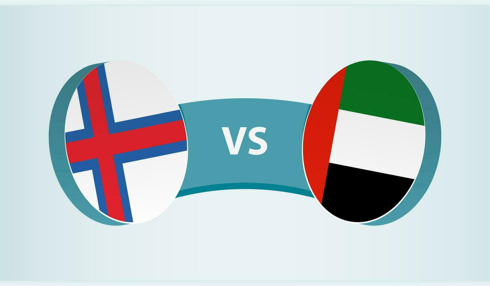 Faeröer eilanden versus Verenigde Arabisch emiraten, team sport- wedstrijd concept. vector