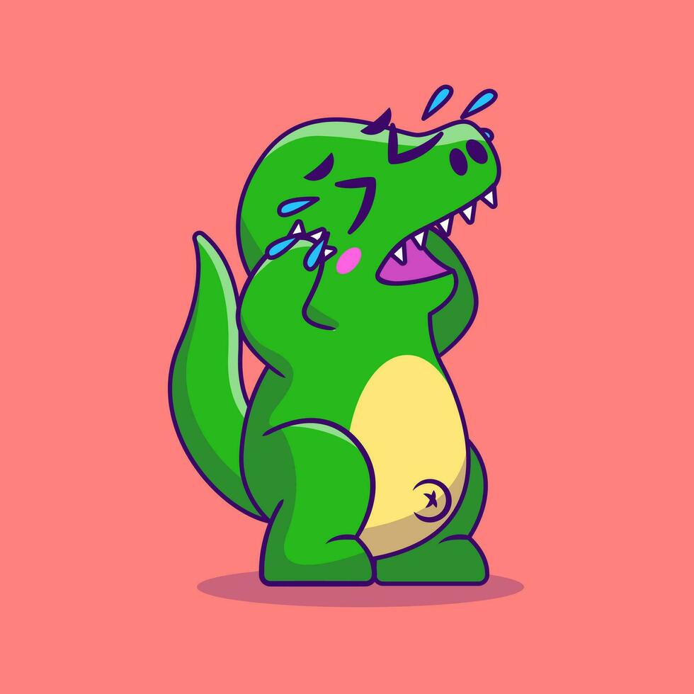 schattig dino huilen tekenfilm vector illustratie. vlak tekenfilm concept.