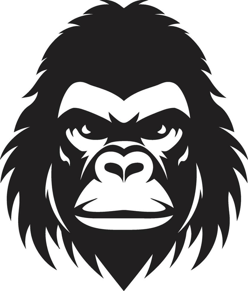 aap majesteit in zwart emblematisch kunst gorilla majesteit in eenvoud logo ontwerp vector