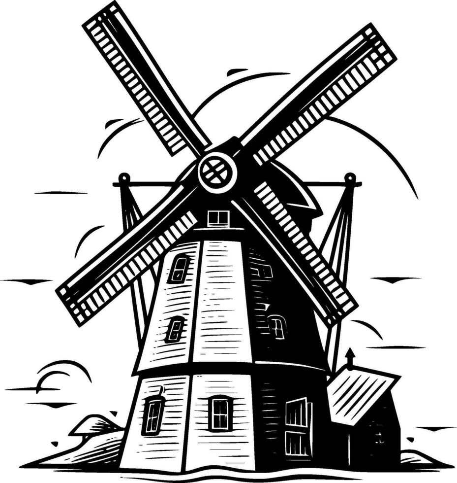 windmolen - minimalistische en vlak logo - vector illustratie
