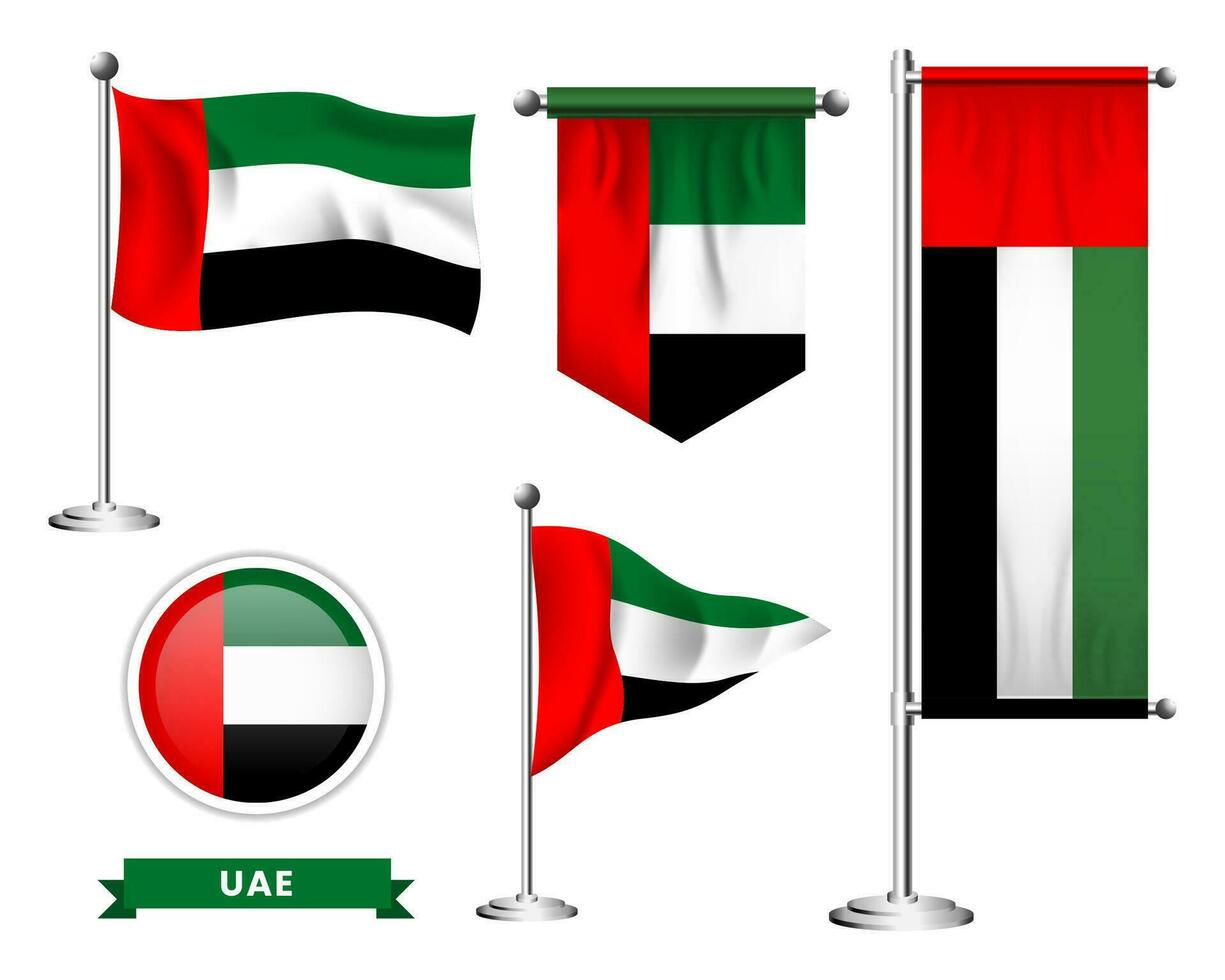 vector reeks van de nationaal vlag van uae in divers creatief ontwerpen