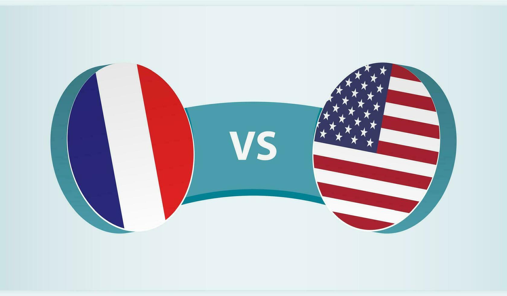 Frankrijk versus Verenigde Staten van Amerika, team sport- wedstrijd concept. vector