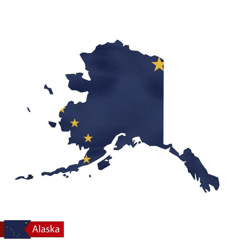 Alaska staat kaart met golvend vlag van ons staat. vector