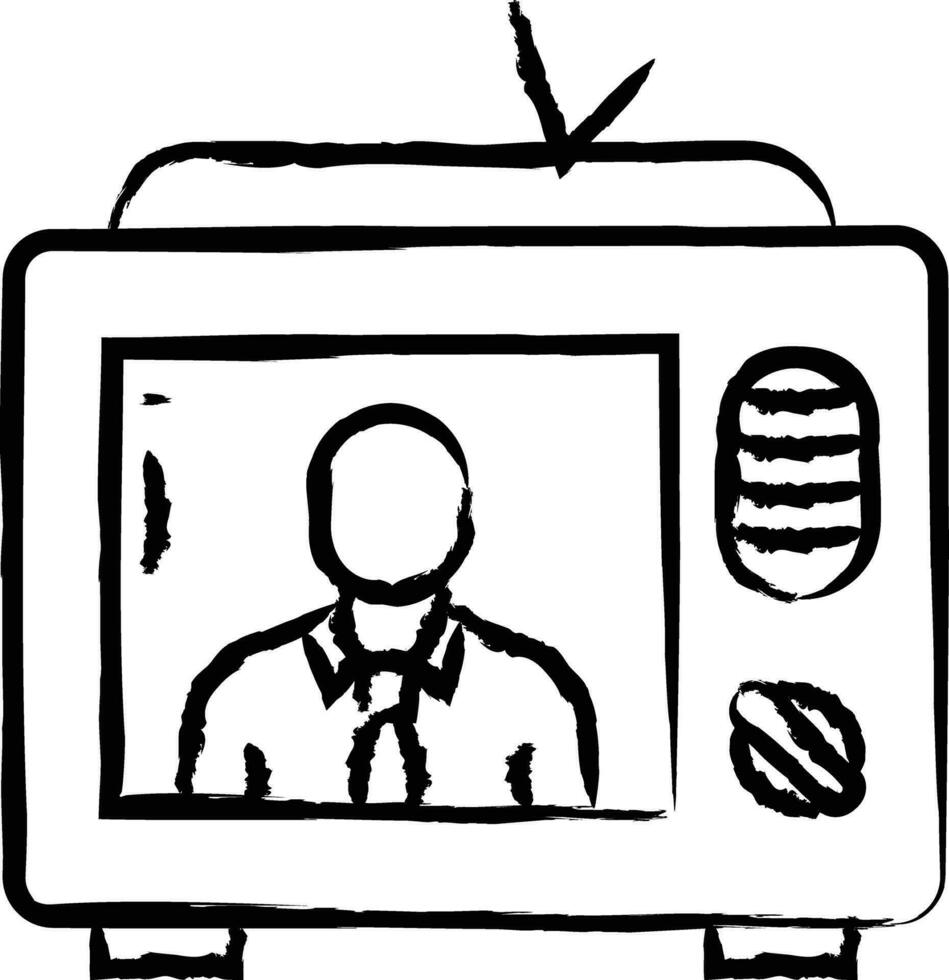 televisie hand- getrokken vector illustratie