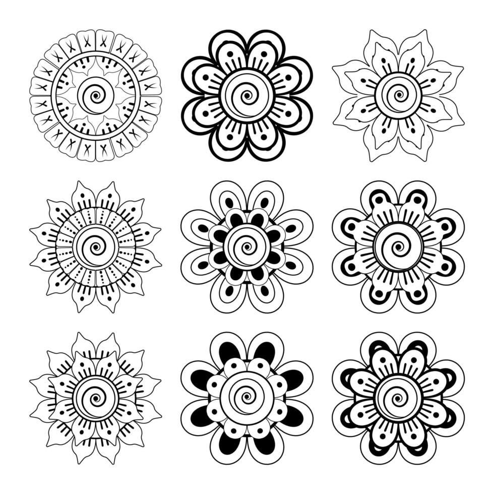 cirkelvormig patroon in de vorm van mandala met bloem voor henna vector