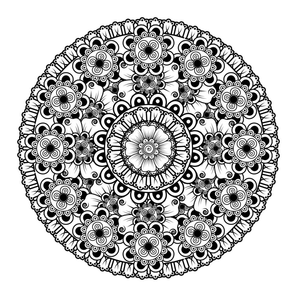 cirkelvormig patroon in de vorm van mandala met bloem voor henna vector