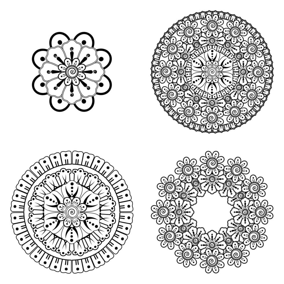 cirkelvormig patroon in de vorm van mandala met bloem voor henna vector