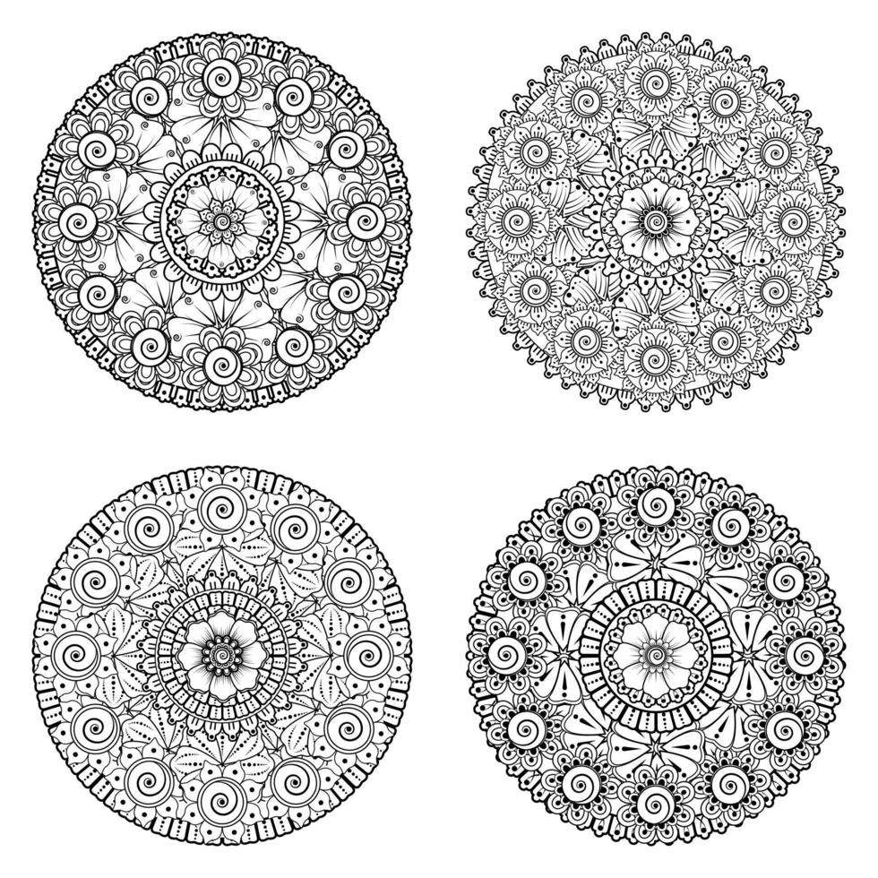 cirkelvormig patroon in de vorm van mandala met bloem voor henna vector