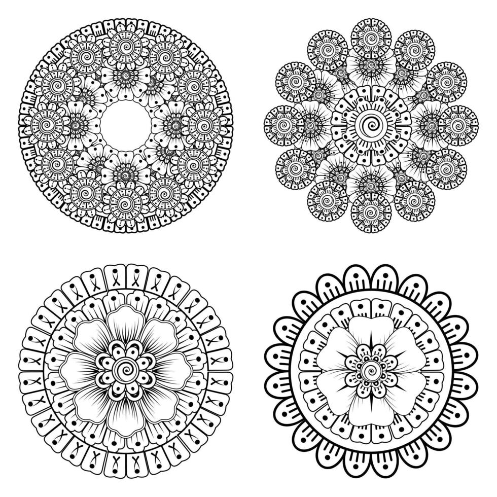 cirkelvormig patroon in de vorm van mandala met bloem voor henna vector