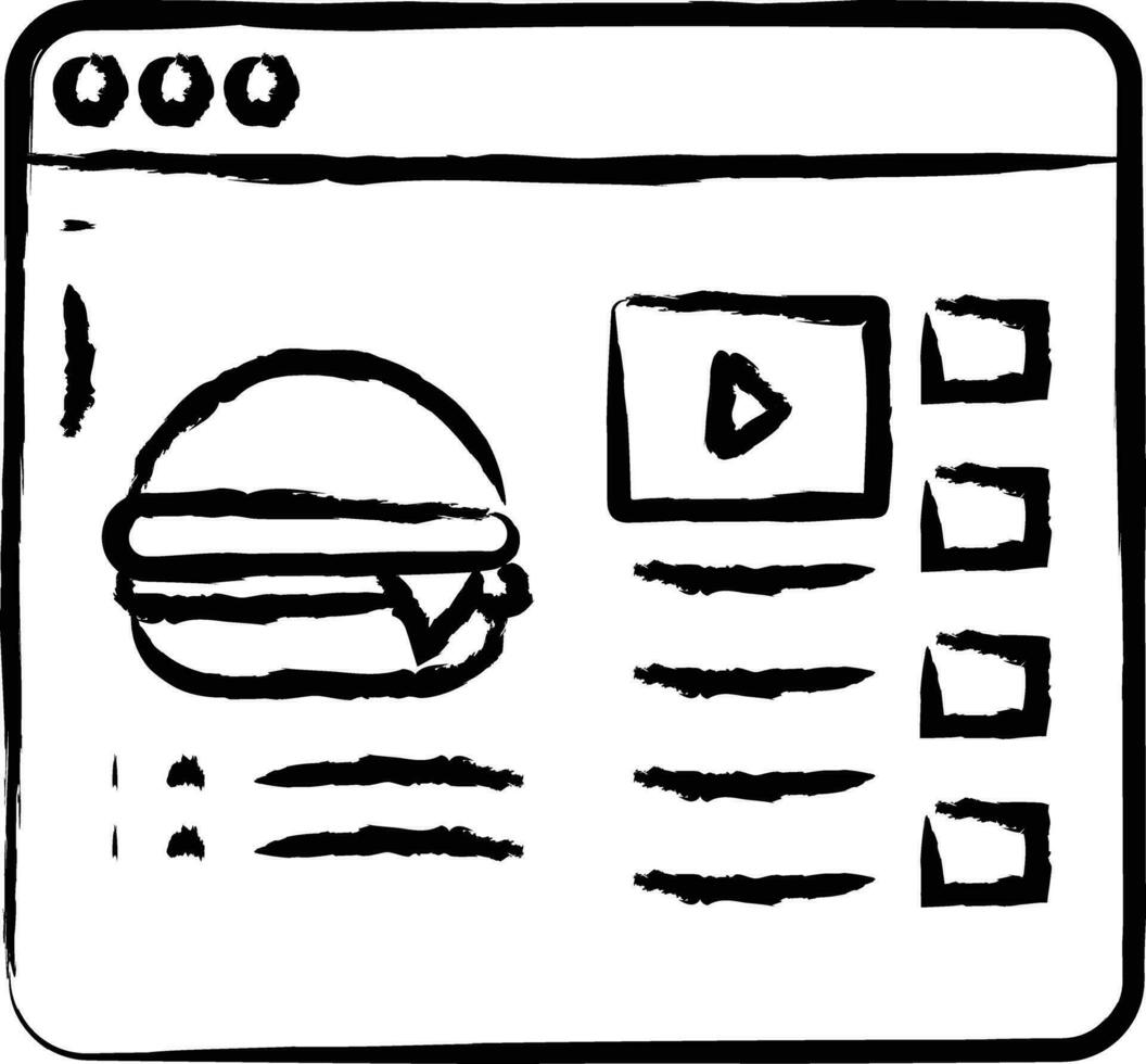 hamburger online hand- getrokken vector illustratie